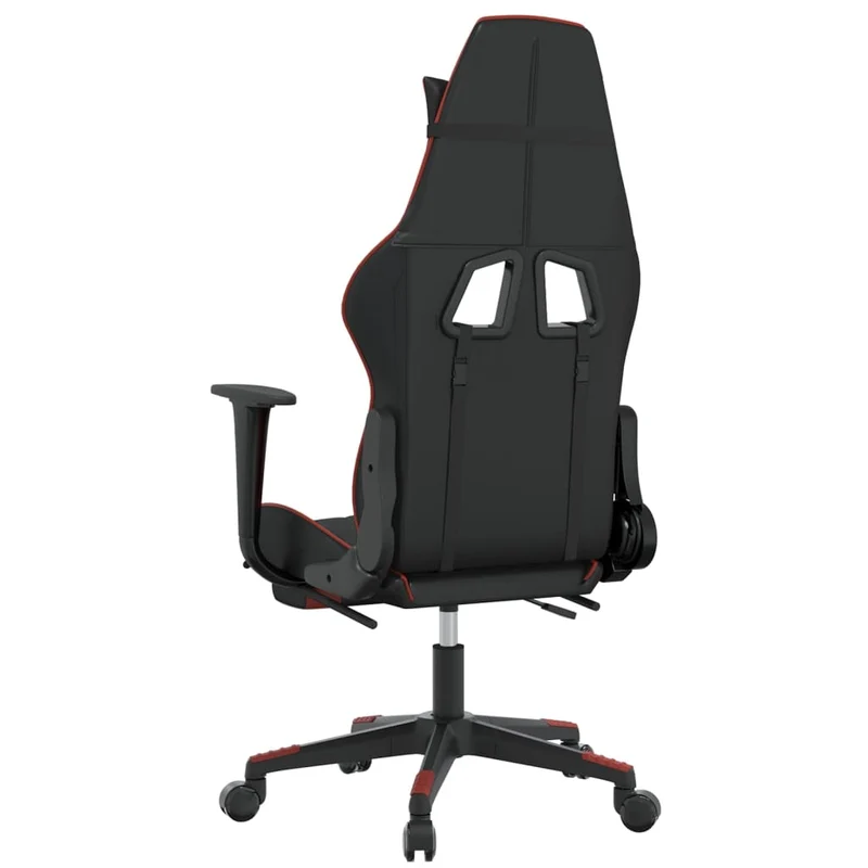 Fauteuil de bureau chaise gaming avec coussin lombaire avec repose-pieds en PVC noir et rouge DEC025858