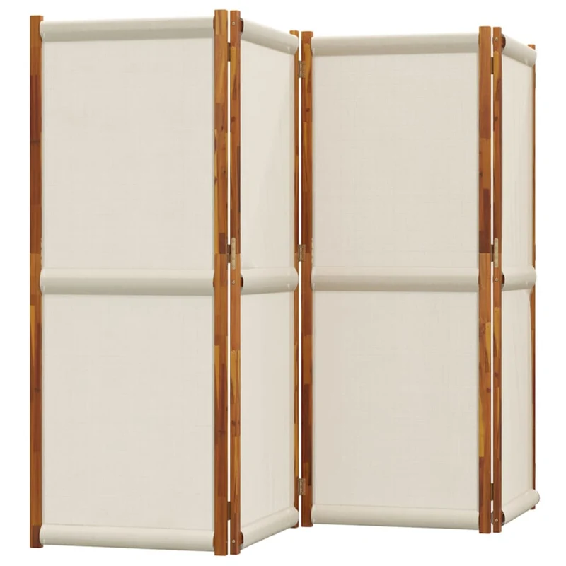 Paravent séparateur de pièce cloison 4 panneaux 280 x 180 cm textilène gris et bois DEC030865