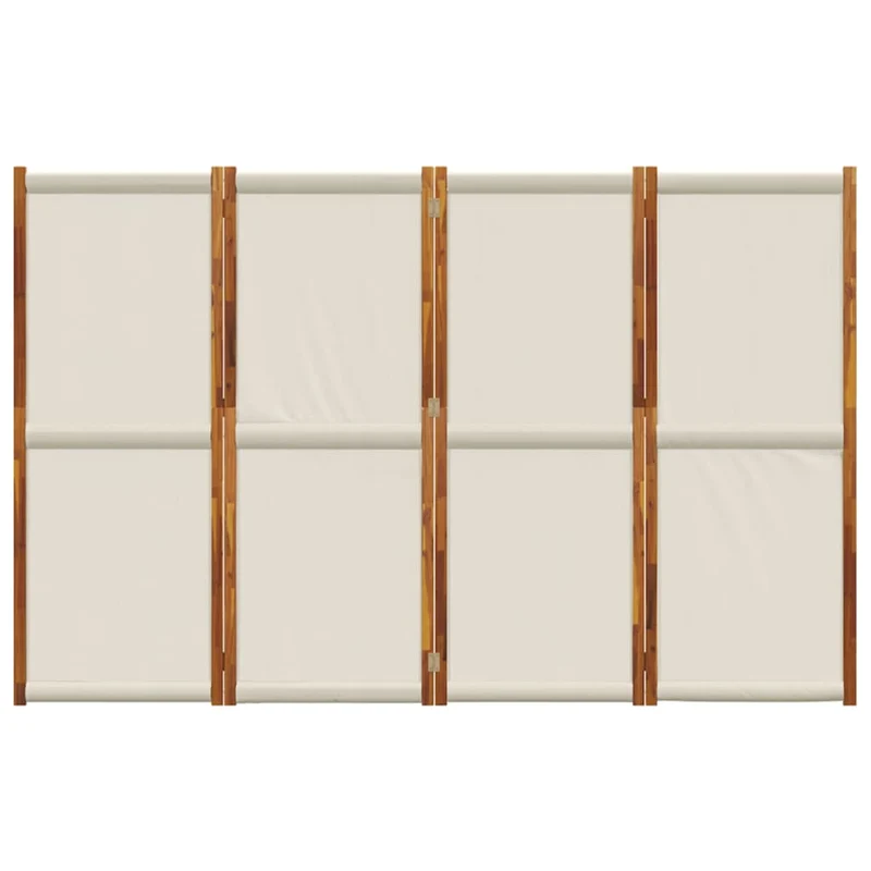 Paravent séparateur de pièce cloison 4 panneaux 280 x 180 cm textilène gris et bois DEC030865