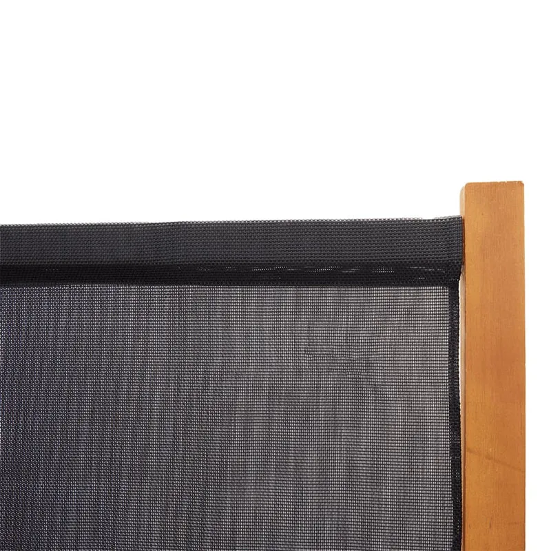 Paravent séparateur de pièce cloison 6 panneaux 420 x 180 cm textilène noir et bois DEC031120