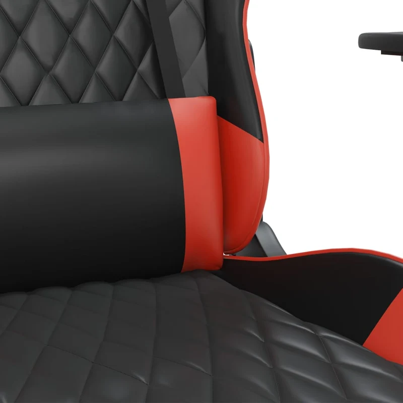 Fauteuil de bureau chaise gaming sur roulettes avec repose-pieds en PVC noir et rouge DEC025793