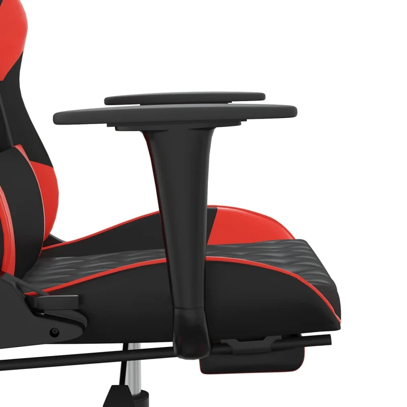 Fauteuil de bureau chaise gaming sur roulettes avec repose-pieds en PVC noir et rouge DEC025793