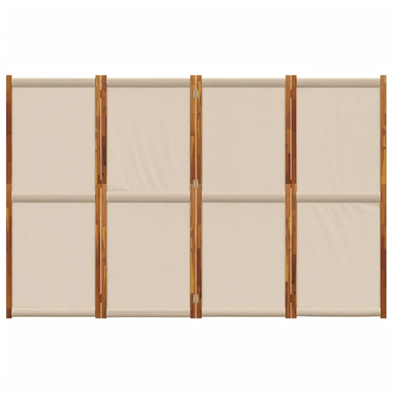 Paravent séparateur de pièce cloison 4 panneaux 280 x 180 cm en textilène couleur taupe et bois DEC030924