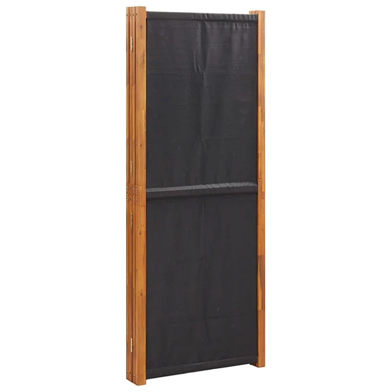 Paravent séparateur de pièce cloison 5 panneaux x noir 350 x 180 cm textilène noir et bois DEC031018