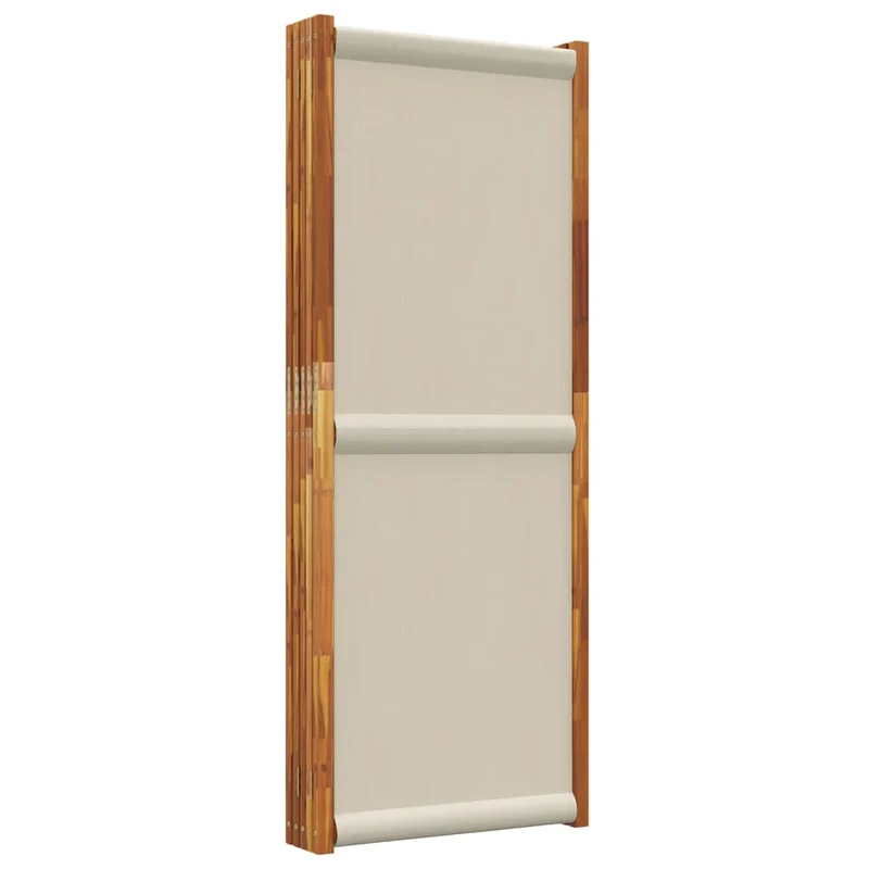 Paravent séparateur de pièce cloison 5 panneaux 350 x 180 cm textilène gris et bois DEC030971