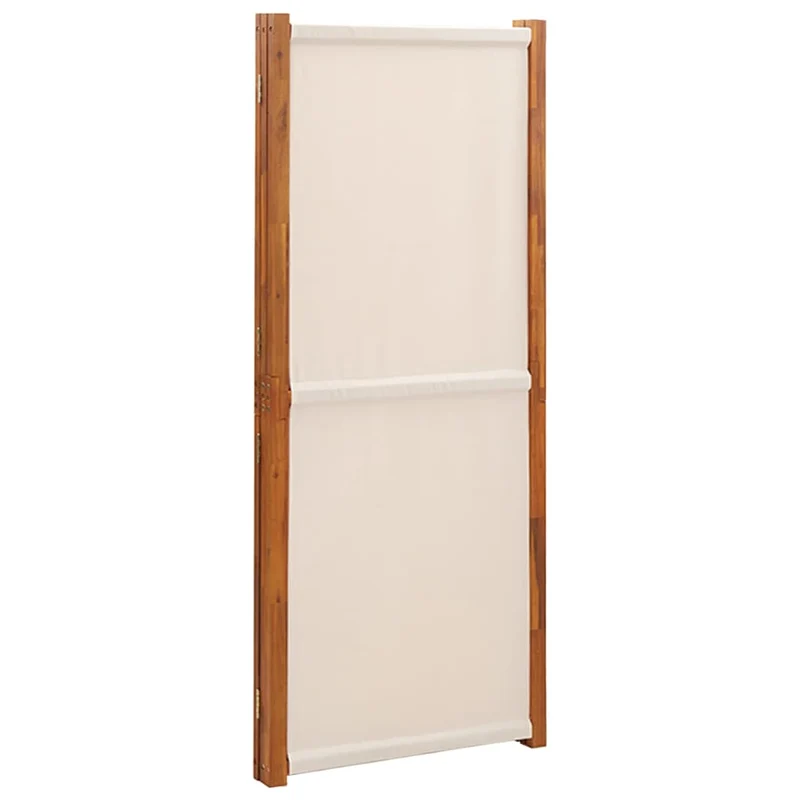 Paravent séparateur de pièce cloison 3 panneaux 210 x 180 cm textilène crème et bois DEC030760
