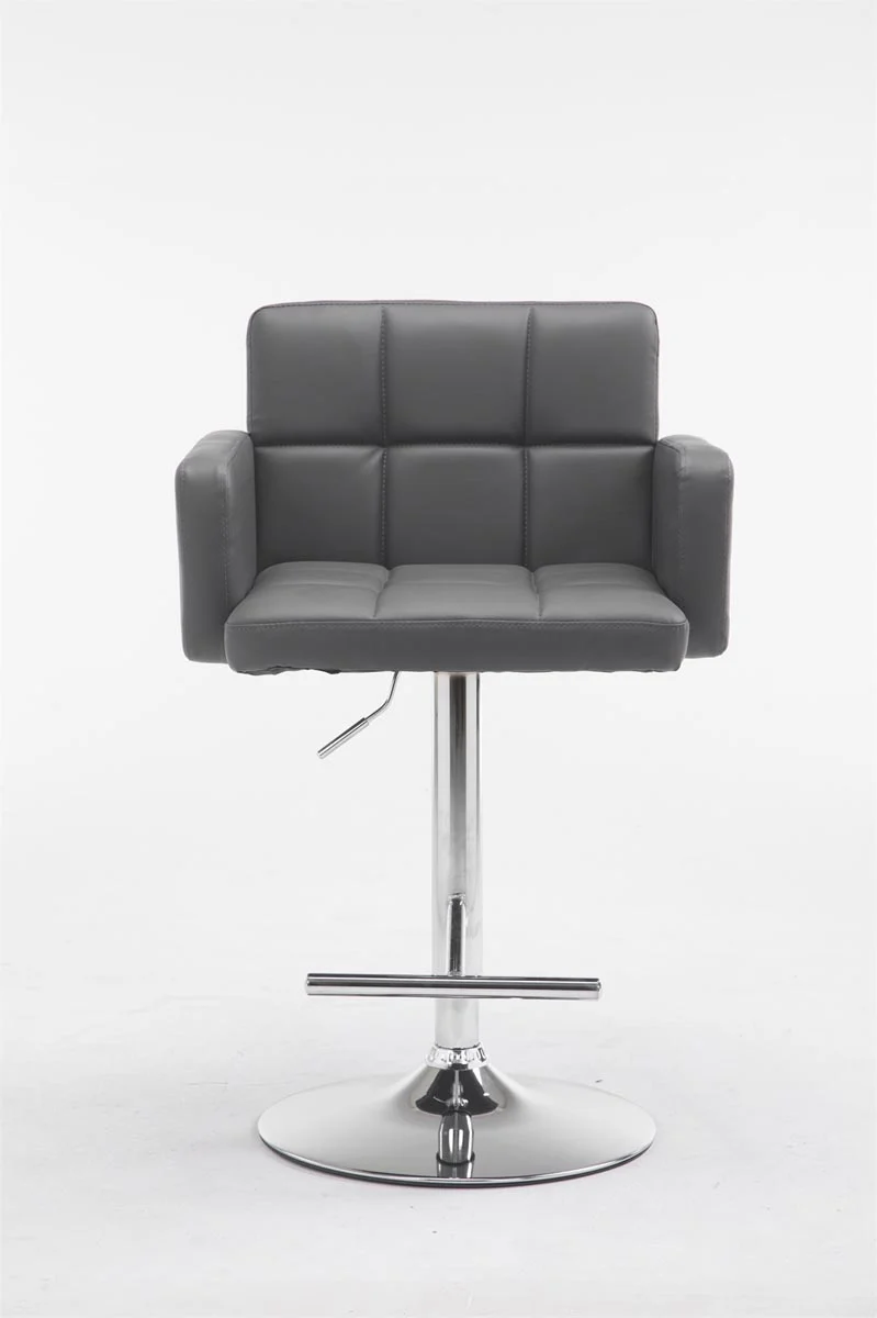 Tabouret de bar x1 avec accoudoirs et dossier confortable en synthétique gris pieds métal chromé TDB10479