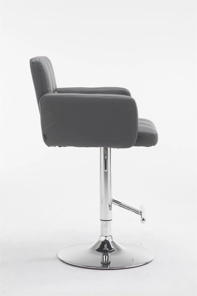 Tabouret de bar x1 avec accoudoirs et dossier confortable en synthétique gris pieds métal chromé TDB10479