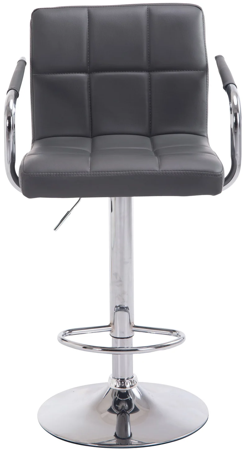 Tabouret de bar repose-pieds en synthétique gris pieds trompette en métal chromé TDB10520
