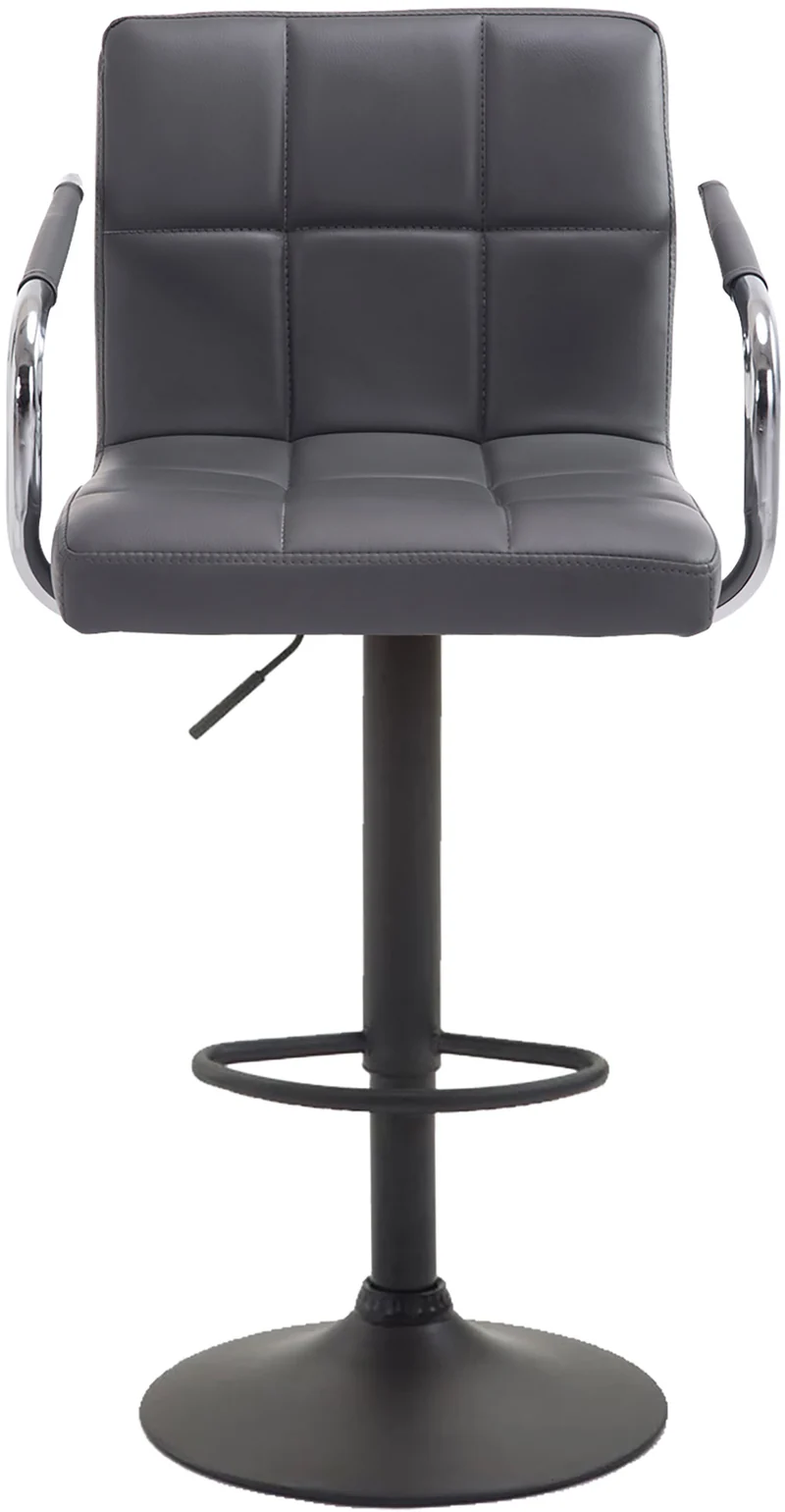 Tabouret de bar repose-pieds en synthétique gris pieds trompette en métal noir mat TDB10532