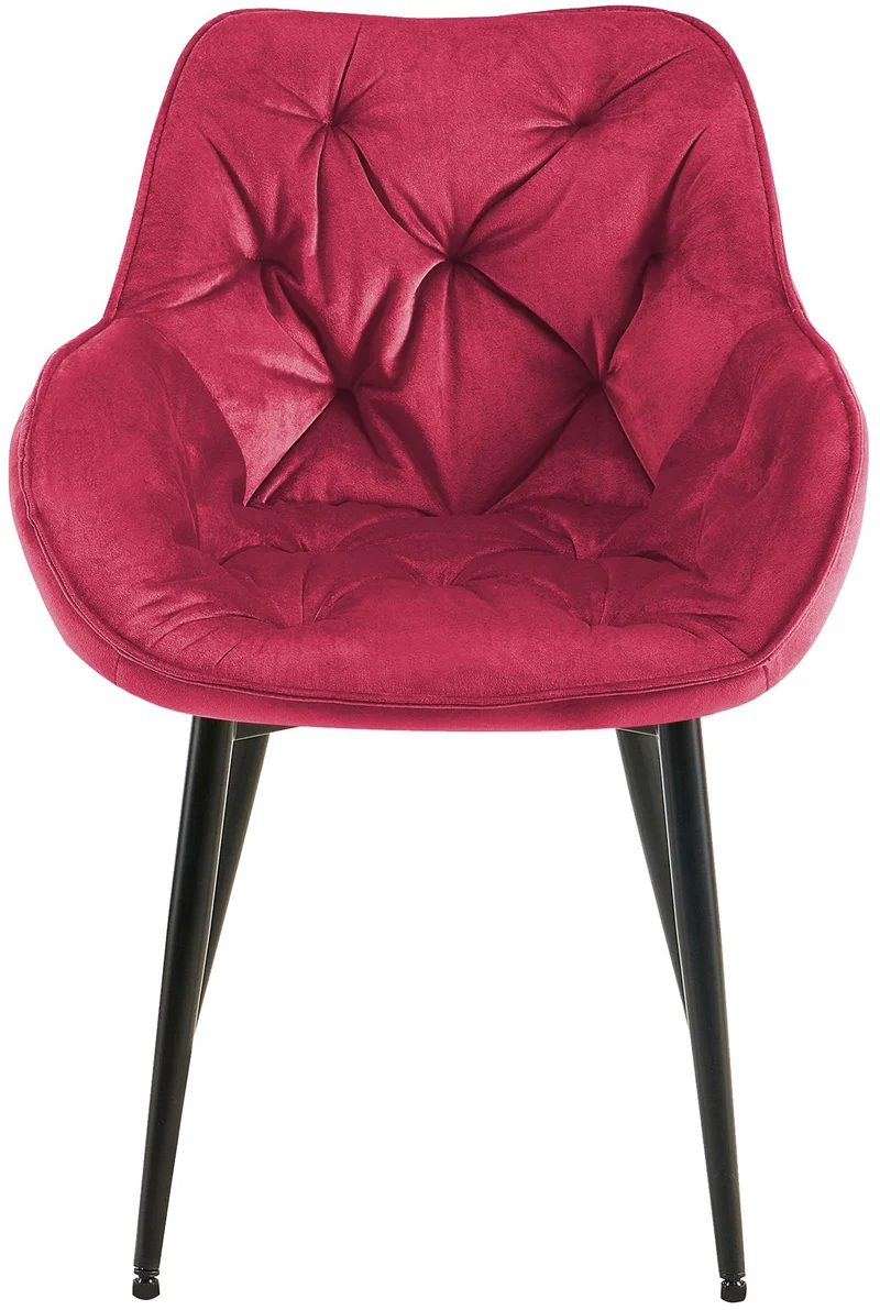 Lot de 2 chaises de salle à manger design et moderne assise en velours rouge et pieds en métal noir 10_0001663