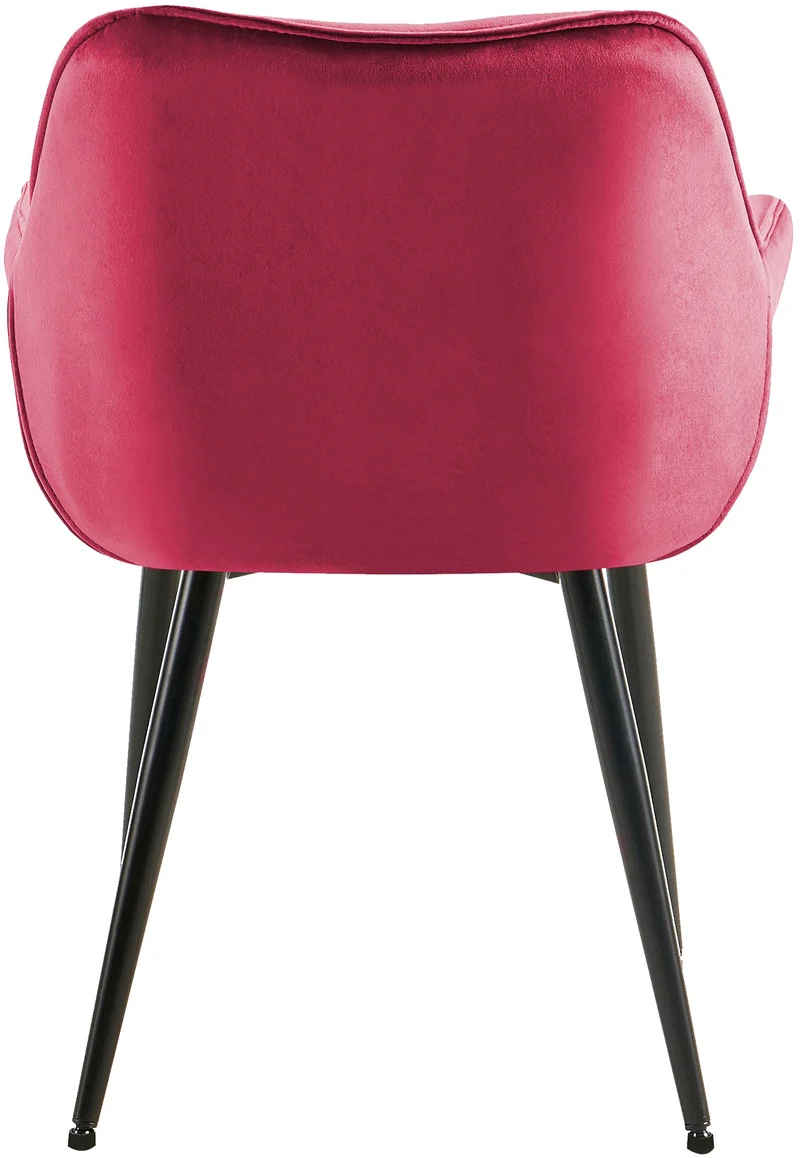 Lot de 2 chaises de salle à manger design et moderne assise en velours rouge et pieds en métal noir 10_0001663