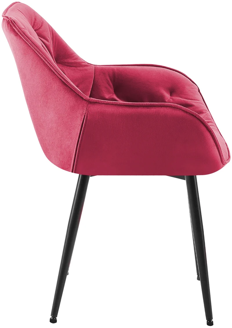 Lot de 2 chaises de salle à manger design et moderne assise en velours rouge et pieds en métal noir 10_0001663