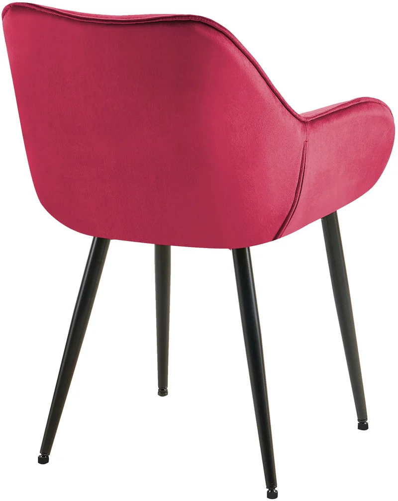 Lot de 2 chaises de salle à manger design et moderne assise en velours rouge et pieds en métal noir 10_0001663