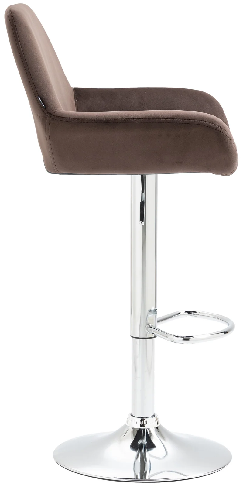 Lot de 2 tabourets de bar repose-pieds en forme d'arc en métal chromé assise en velours marron 10_0004030