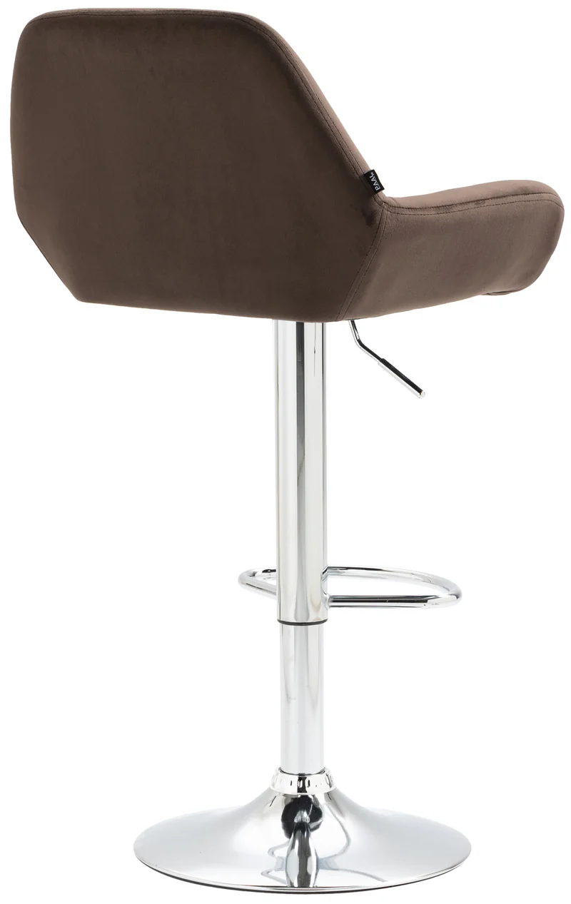 Lot de 2 tabourets de bar repose-pieds en forme d'arc en métal chromé assise en velours marron 10_0004030