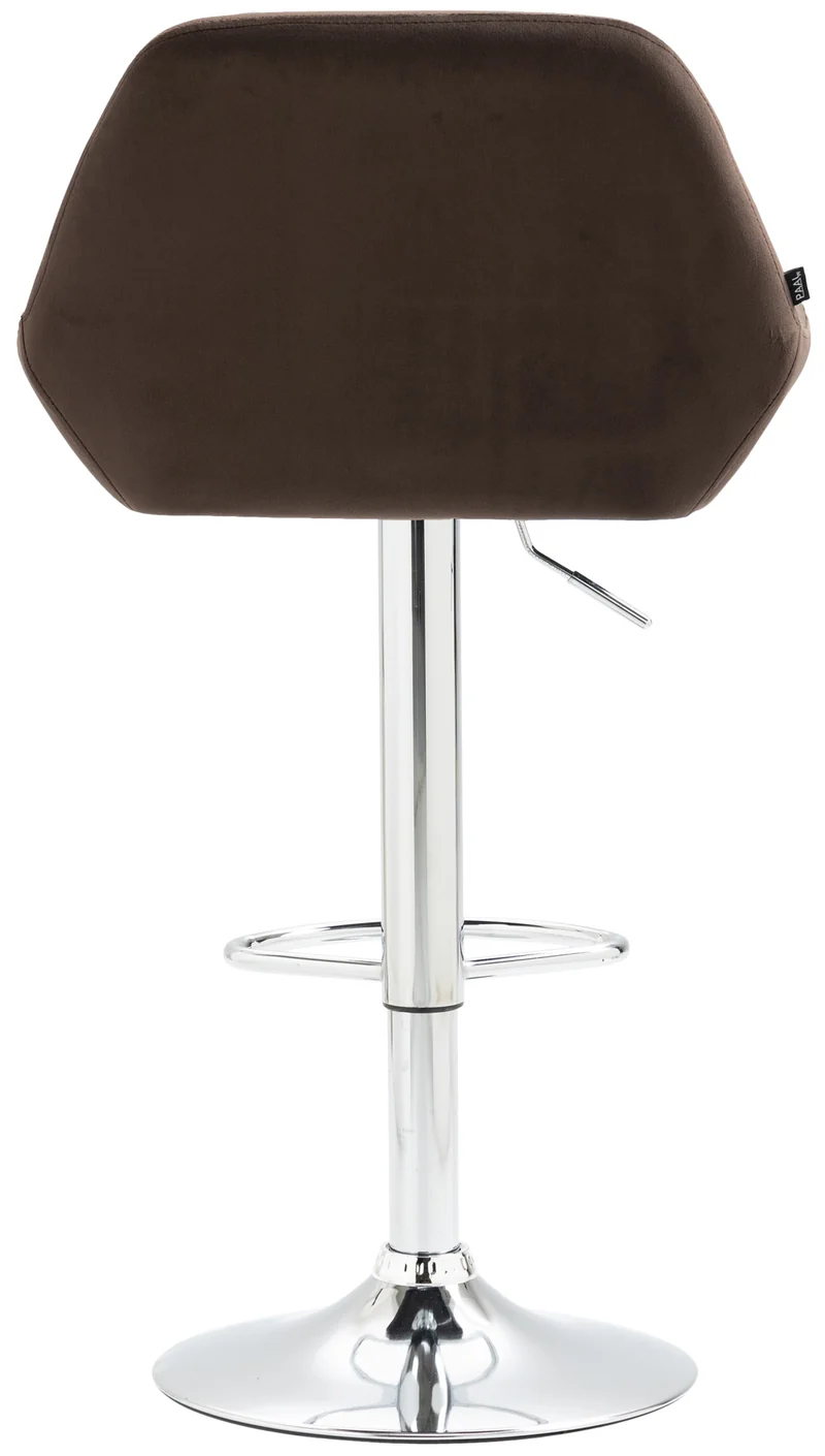 Lot de 2 tabourets de bar repose-pieds en forme d'arc en métal chromé assise en velours marron 10_0004030