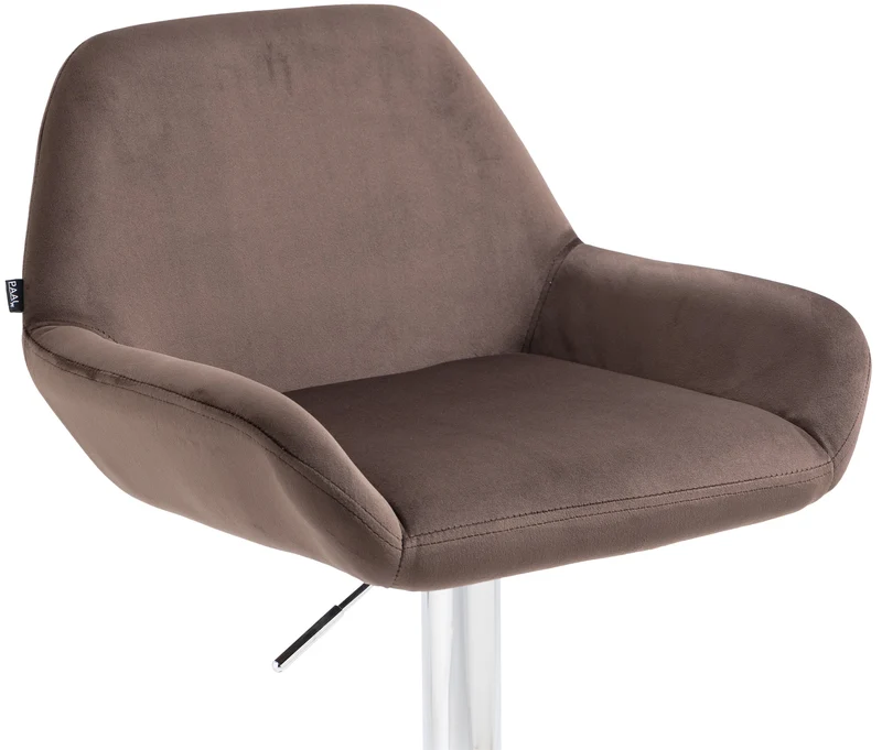 Lot de 2 tabourets de bar repose-pieds en forme d'arc en métal chromé assise en velours marron 10_0004030