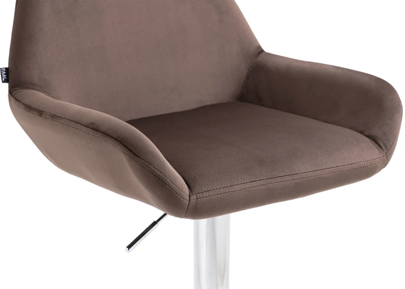 Lot de 2 tabourets de bar repose-pieds en forme d'arc en métal chromé assise en velours marron 10_0004030