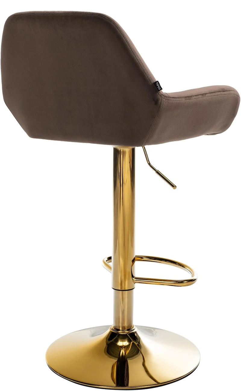 Lot de 2 tabourets de bar repose-pieds intégré revêtement velours marron structure en métal doré TDB10736