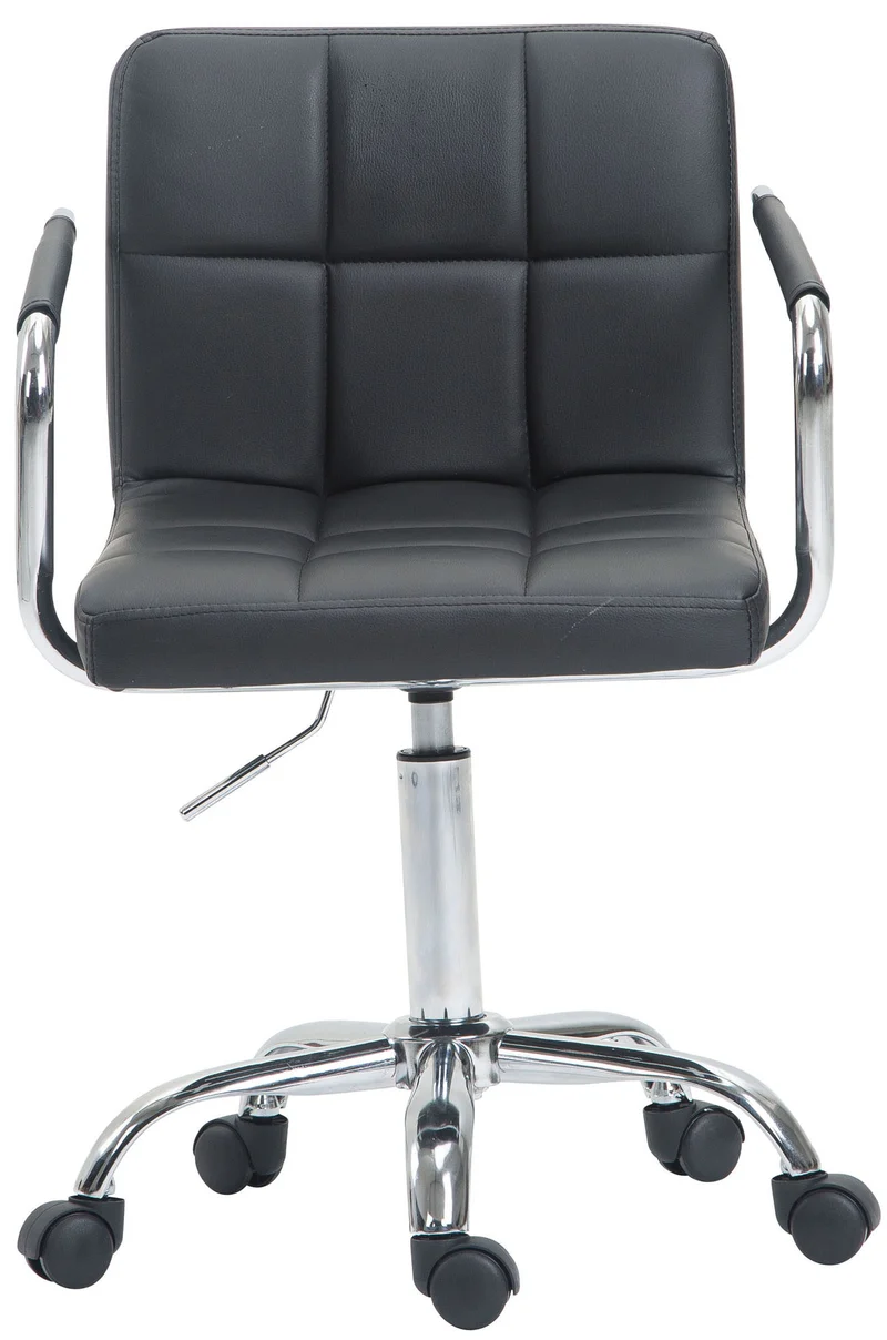Chaise de bureau sur roulettes hauteur réglable en PVC gris et métal chromé 10_0002540