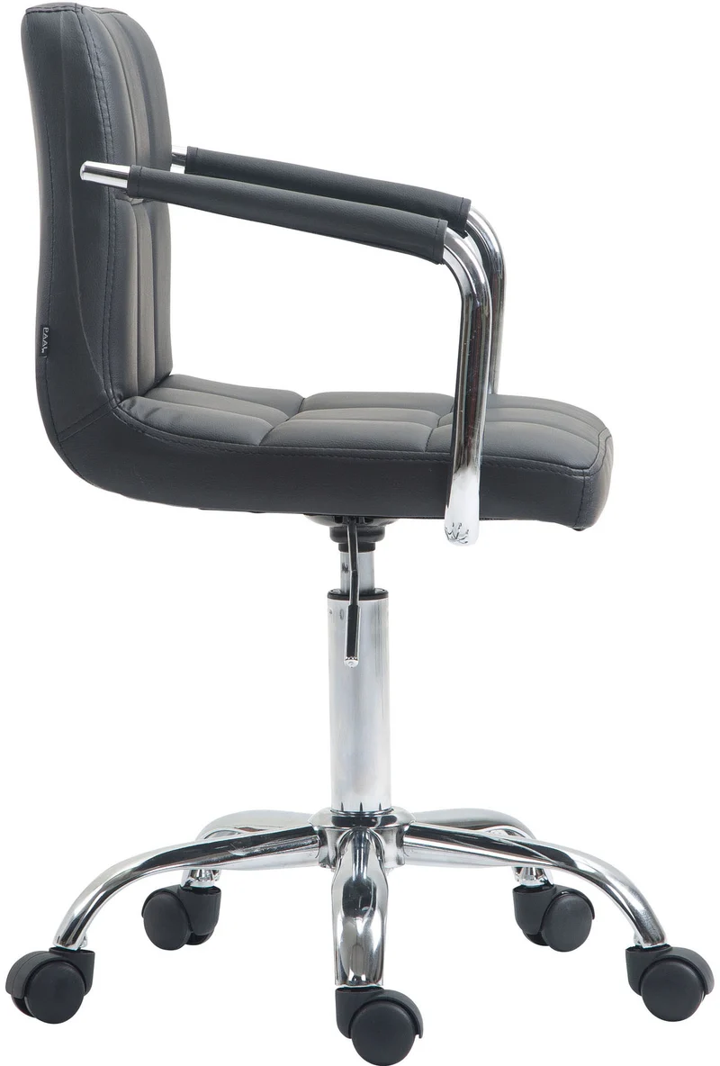 Chaise de bureau sur roulettes hauteur réglable en PVC gris et métal chromé 10_0002540