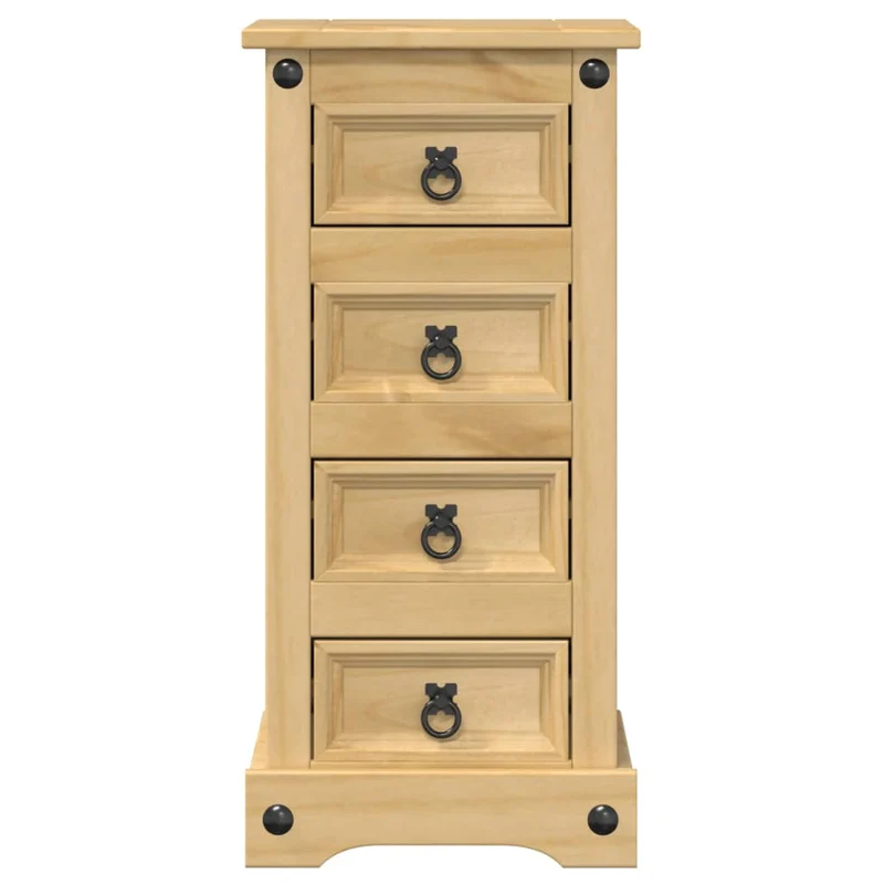 Table de chevet avec 4 tiroirs 35 x 32,5 x 74 cm bois de pin massif DEC033901