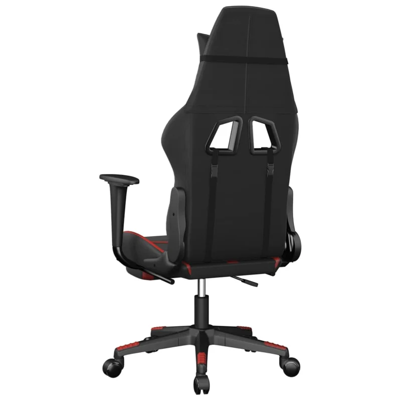 Fauteuil de bureau chaise gaming sur roulettes avec repose-pieds en PVC noir et rouge DEC025791