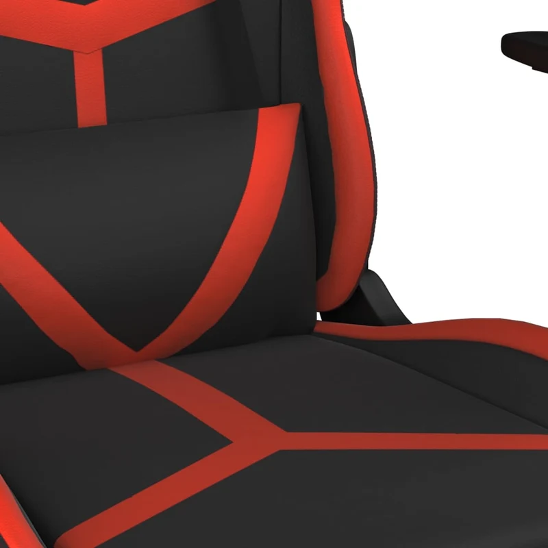 Fauteuil de bureau chaise gaming sur roulettes avec repose-pieds en PVC noir et rouge DEC025791