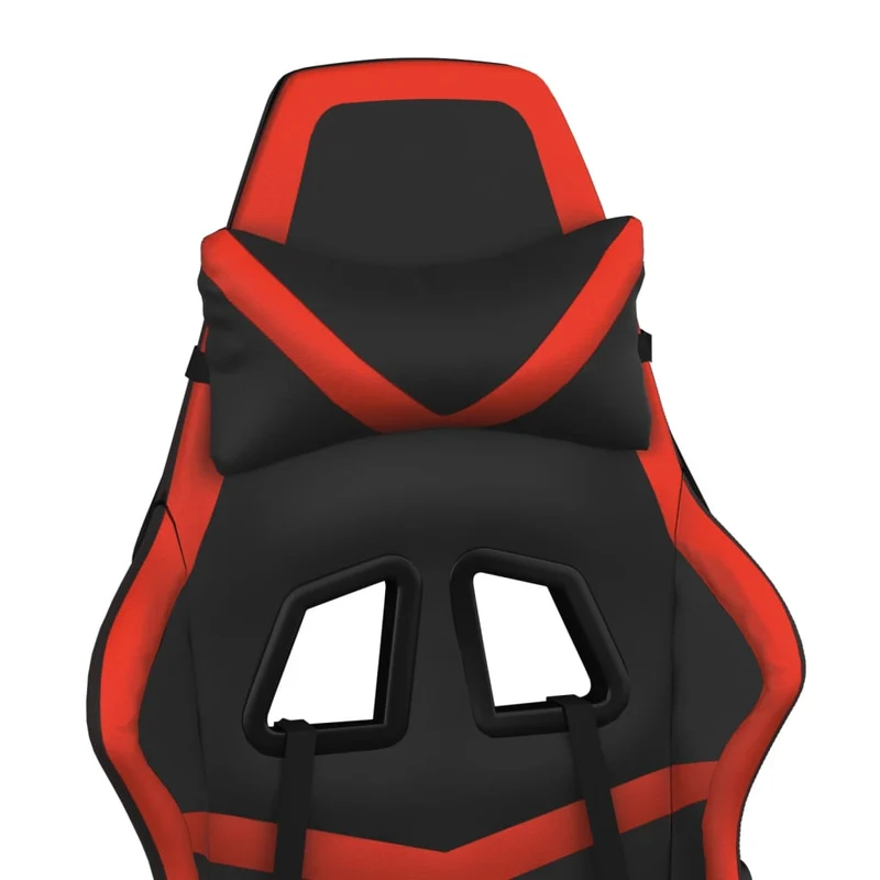 Fauteuil de bureau chaise gaming sur roulettes avec repose-pieds en PVC noir et rouge DEC025791