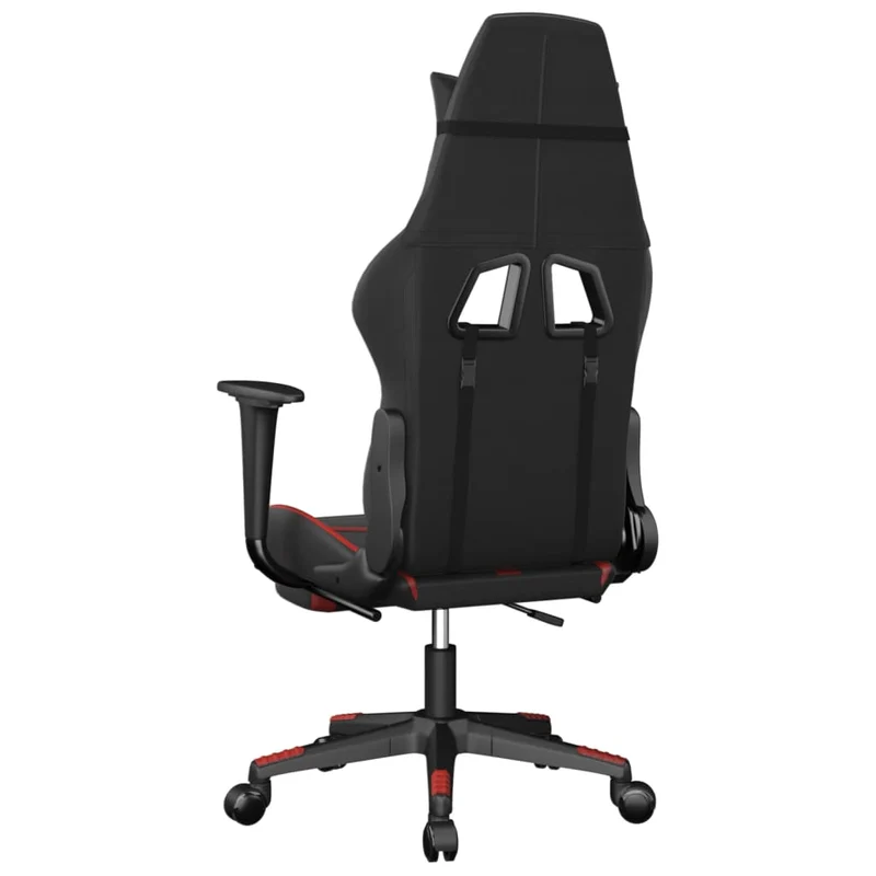 Fauteuil de bureau chaise gaming fonction de massage avec coussin lombaire avec repose-pieds en PVC noir et rouge DEC025860