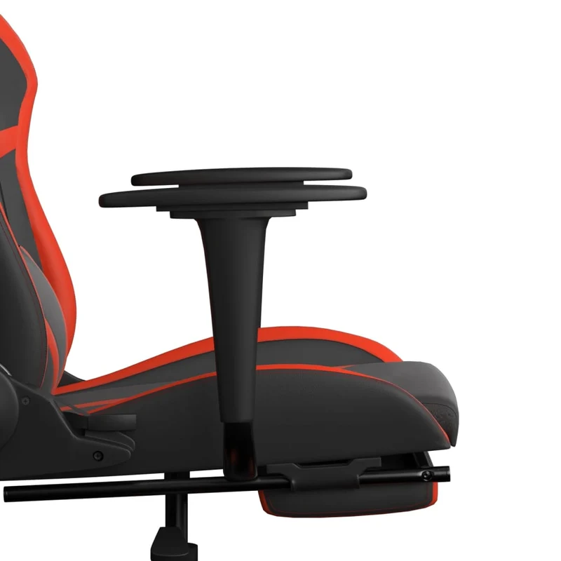 Fauteuil de bureau chaise gaming fonction de massage avec coussin lombaire avec repose-pieds en PVC noir et rouge DEC025860