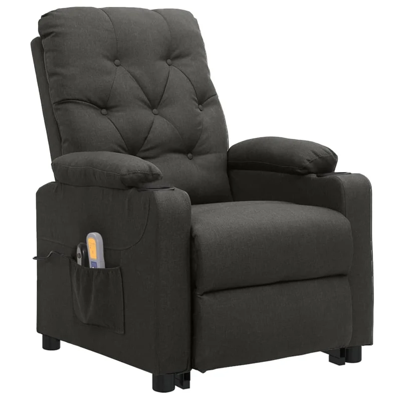 Fauteuil de relaxation avec fonction massage inclinable en tissu gris foncé DEC029216