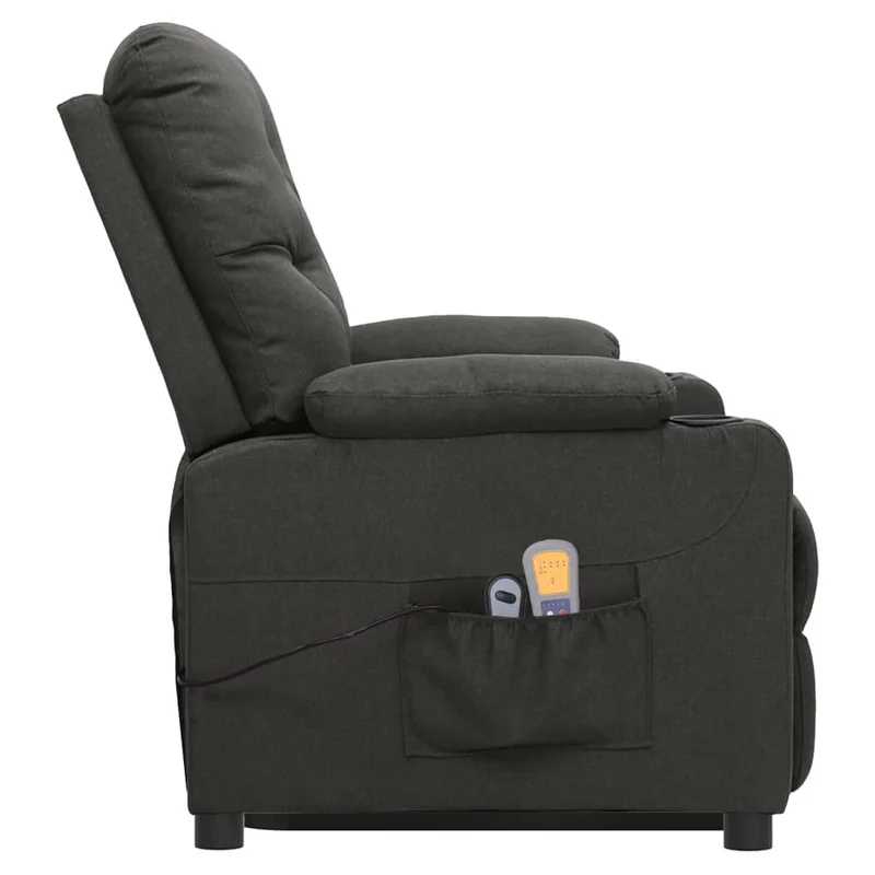 Fauteuil de relaxation avec fonction massage inclinable en tissu gris foncé DEC029216