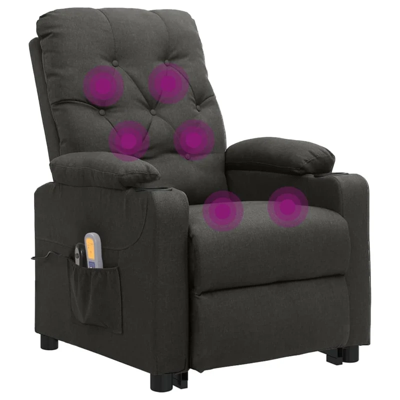 Fauteuil de relaxation avec fonction massage inclinable en tissu gris foncé DEC029216
