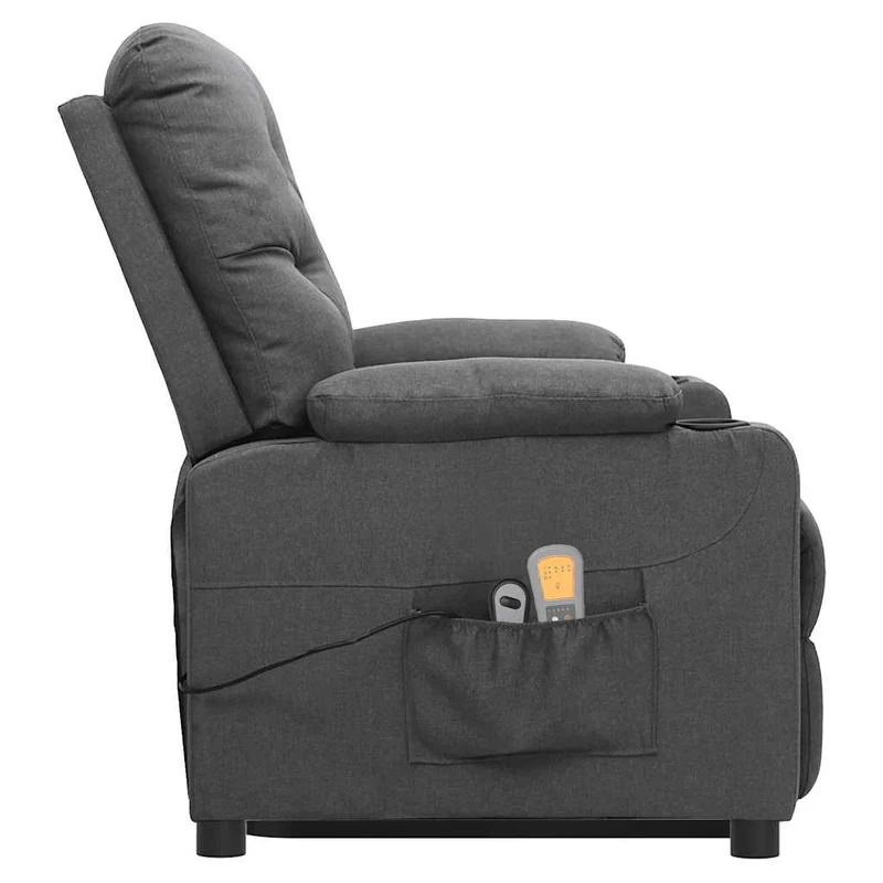 Fauteuil de relaxation avec fonction d'inclinaison manuelle et massage en tissu gris clair DEC029213