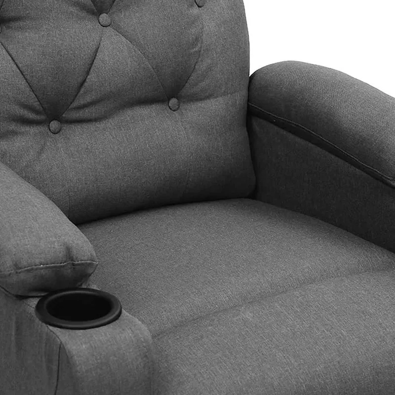 Fauteuil de relaxation avec fonction d'inclinaison manuelle et massage en tissu gris clair DEC029213