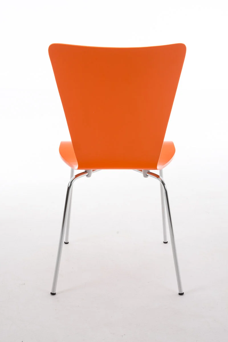 Lot de 2 chaises de cuisine salle à manger empilable en bois orange et structure stable à quatre pieds en métal 10_0003078