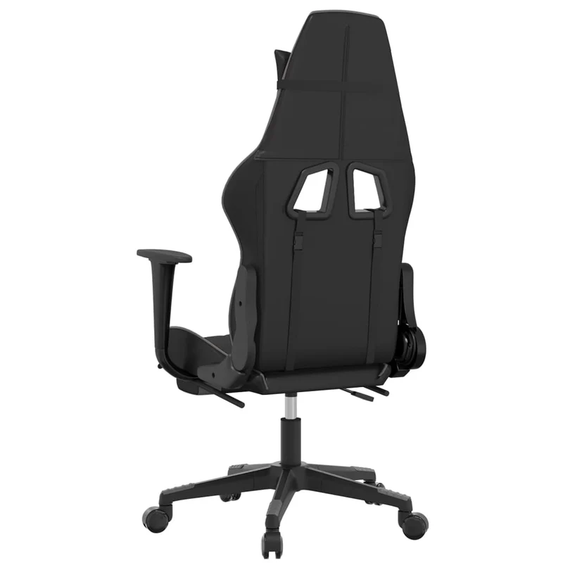 Fauteuil de bureau chaise gaming sur roulettes avec repose-pied noir et gris PVC gris DEC025780