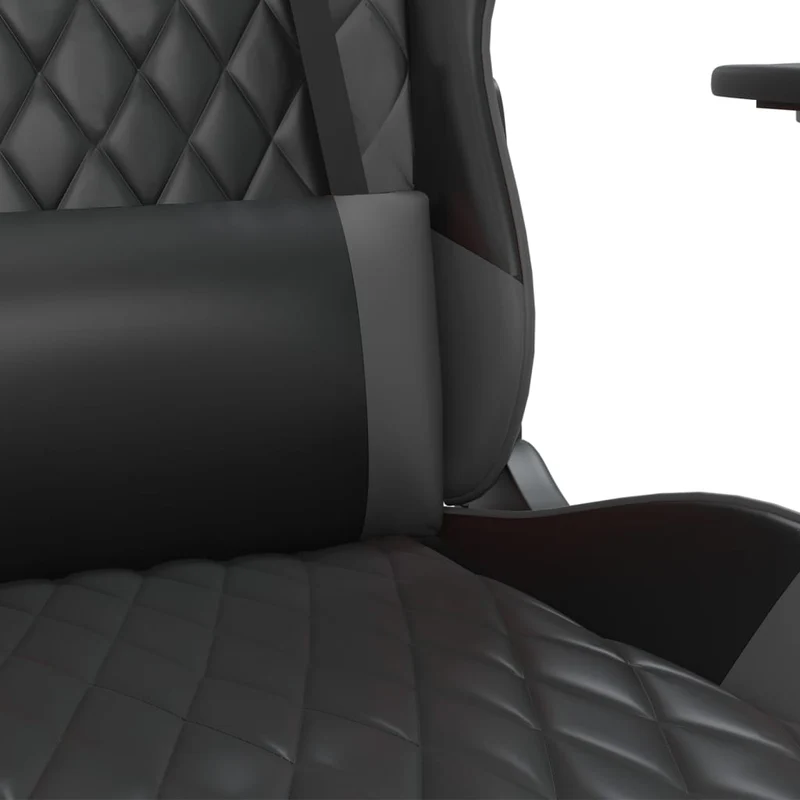 Fauteuil de bureau chaise gaming sur roulettes avec repose-pied noir et gris PVC gris DEC025780