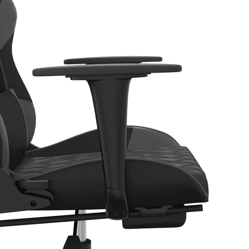 Fauteuil de bureau chaise gaming sur roulettes avec repose-pied noir et gris PVC gris DEC025780