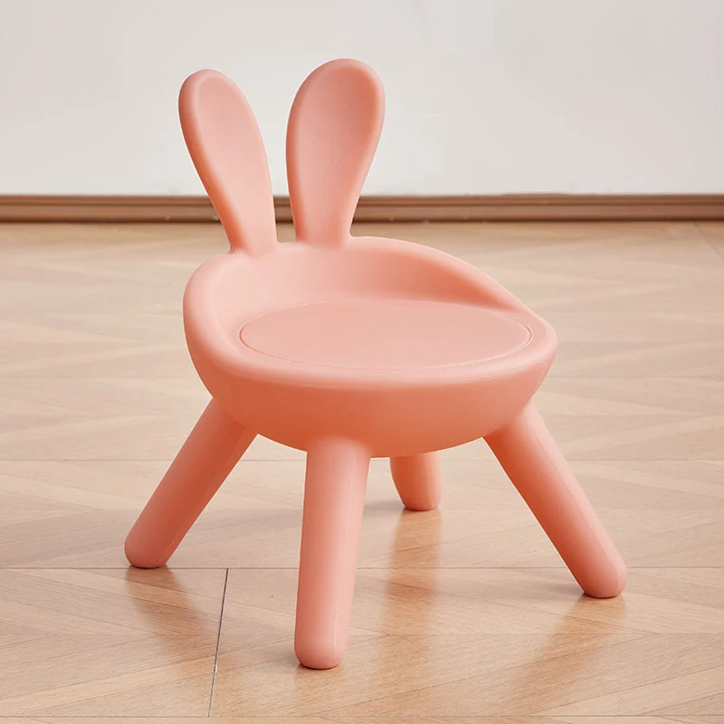 Contemporary Creative Kids PP Bunny Ear Round Footstool With Backrest For Entryway And Living Room
