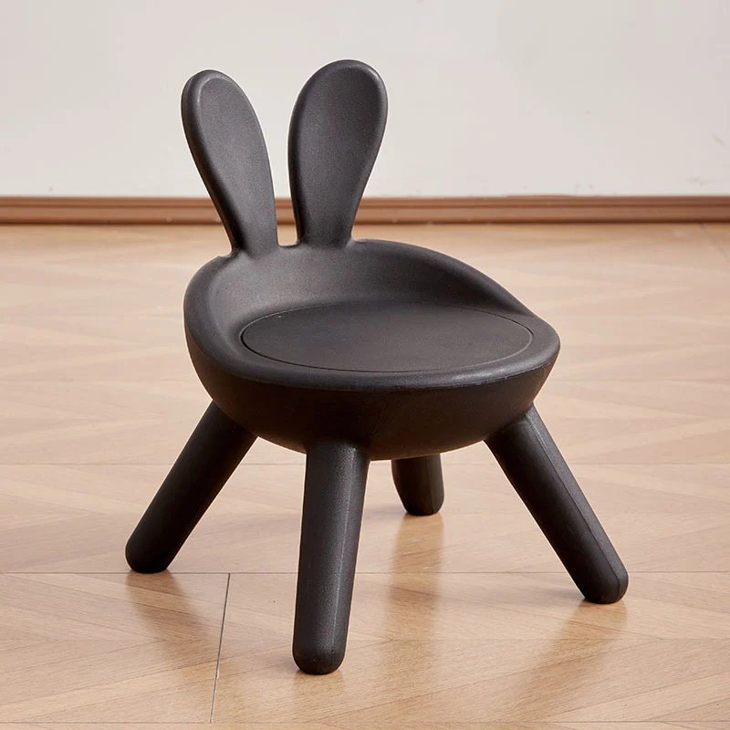Contemporary Creative Kids PP Bunny Ear Round Footstool With Backrest For Entryway And Living Room