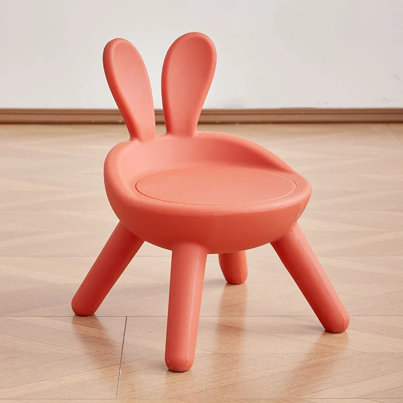 Contemporary Creative Kids PP Bunny Ear Round Footstool With Backrest For Entryway And Living Room