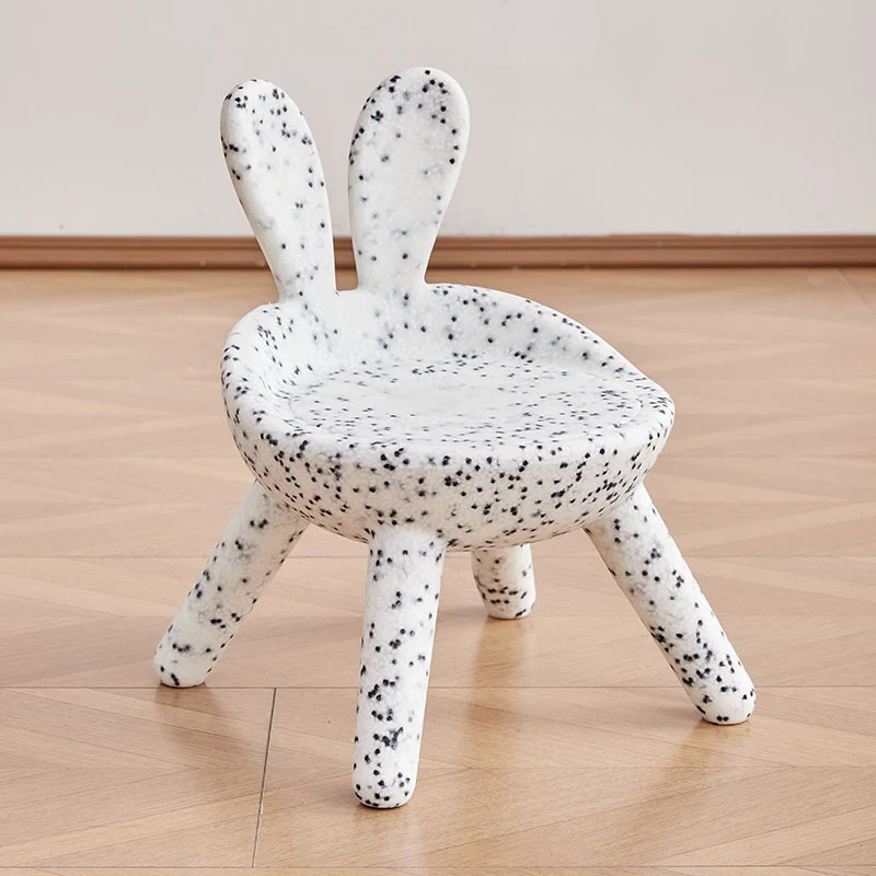 Contemporary Creative Kids PP Bunny Ear Round Footstool With Backrest For Entryway And Living Room