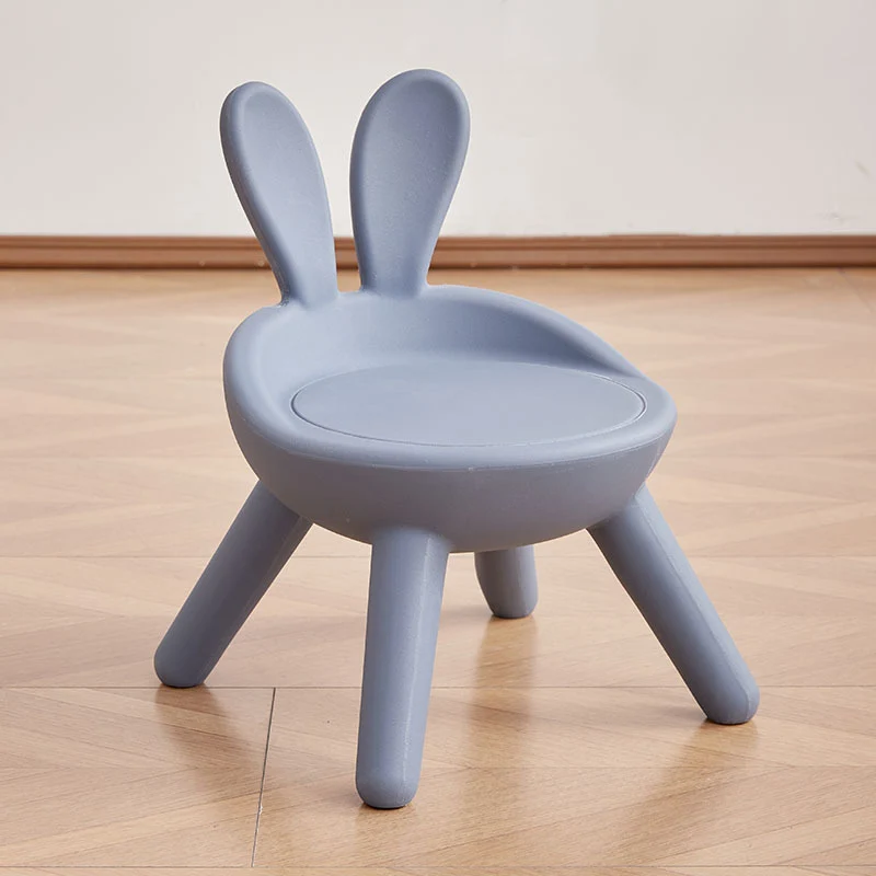 Contemporary Creative Kids PP Bunny Ear Round Footstool With Backrest For Entryway And Living Room