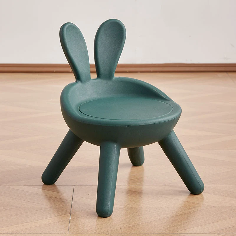 Contemporary Creative Kids PP Bunny Ear Round Footstool With Backrest For Entryway And Living Room