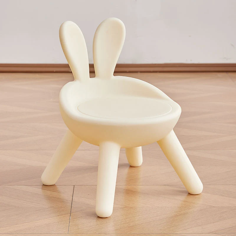 Contemporary Creative Kids PP Bunny Ear Round Footstool With Backrest For Entryway And Living Room