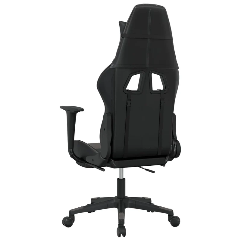 Fauteuil de bureau chaise gaming sur roulettes avec repose-pieds en PVC gris et noir DEC025779