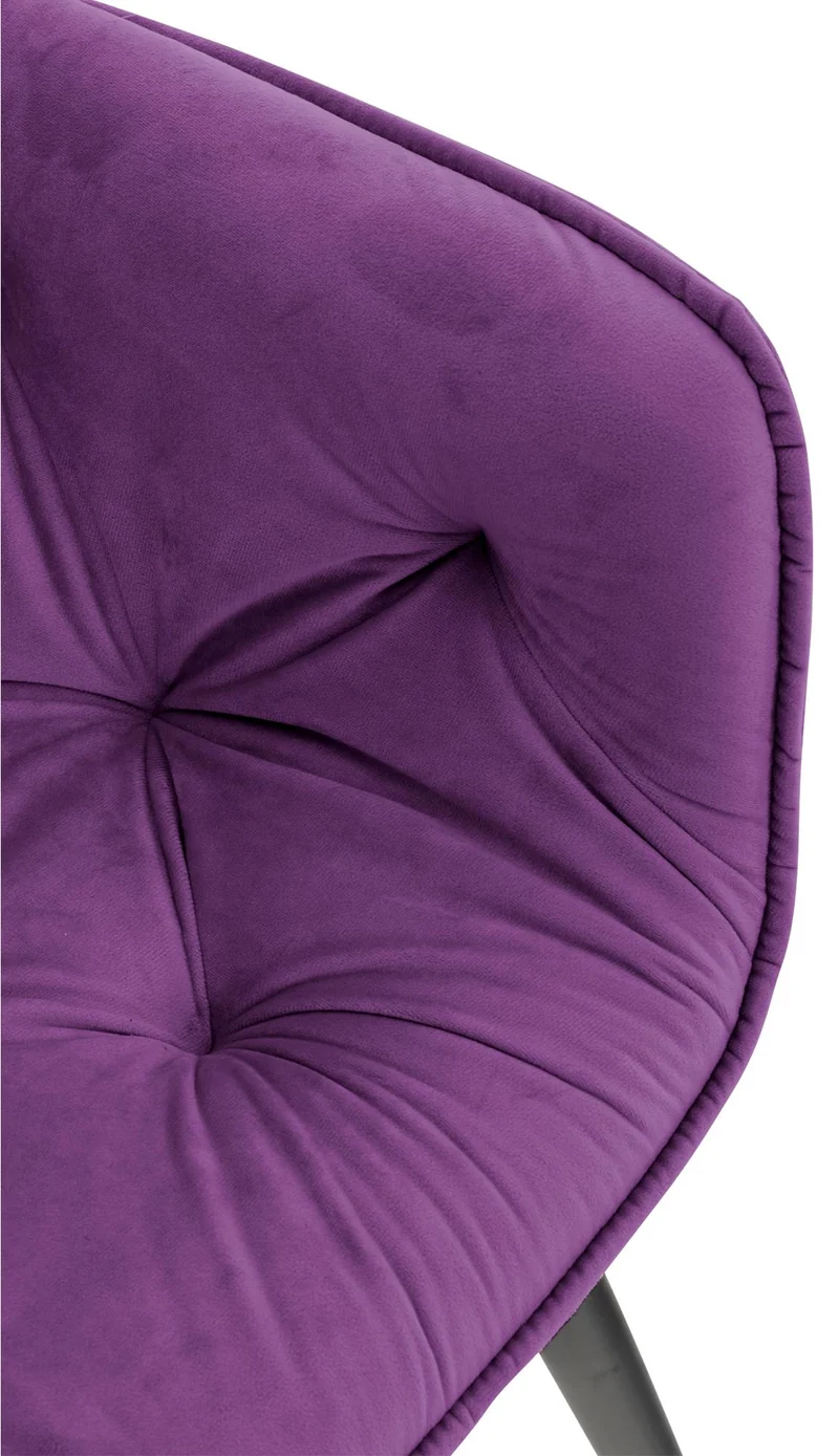 Lot de 2 chaises de salle à manger coutures décoratives en velours violet et pieds en métal noir 10_0007715
